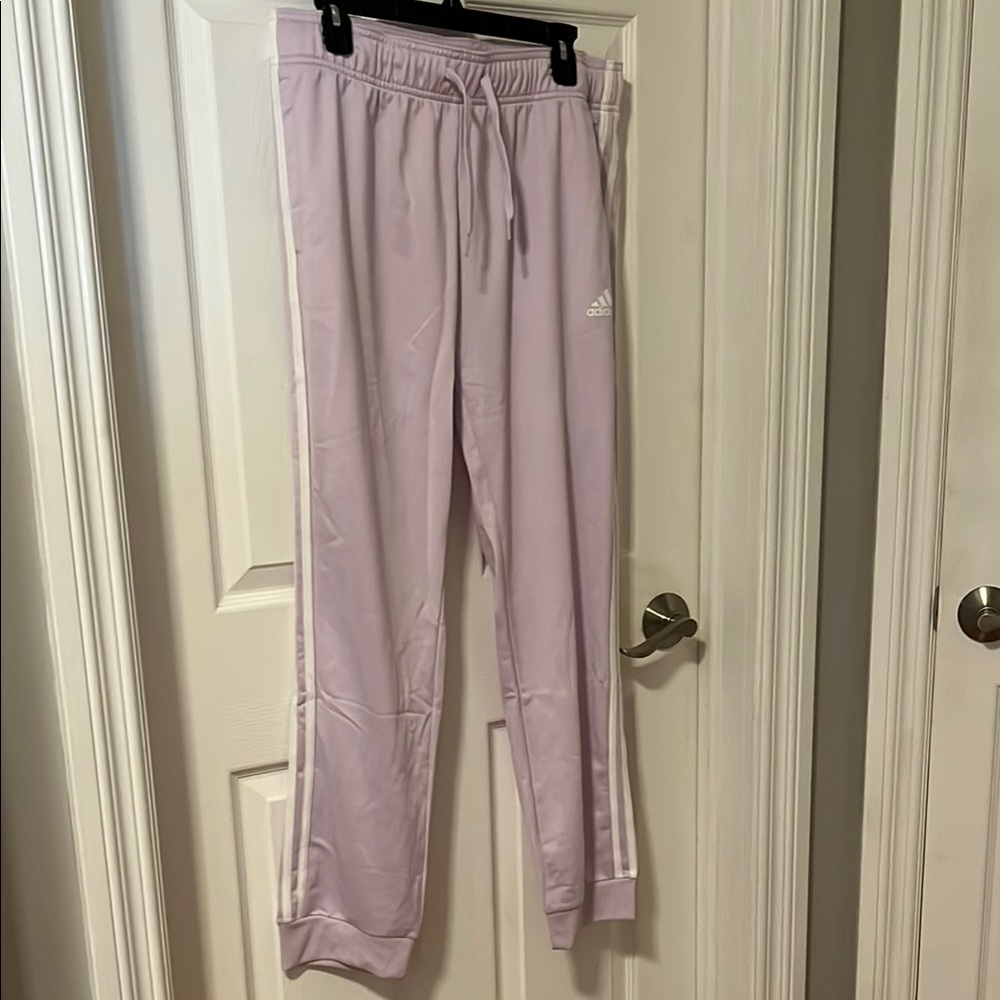 NWT Adidas women’s Lavender Track Pants. Size L.